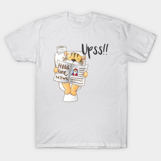 Tiger in Toilet Newspaper T-Shirt by Mako Design 